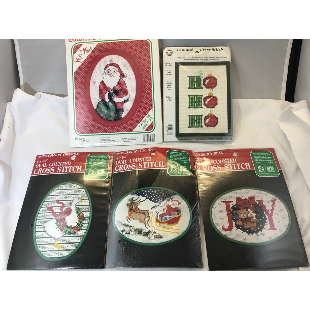Lot 5 NIP Christmas Cross Stitch Kits Designs for Needle Needle Magic New Berlin